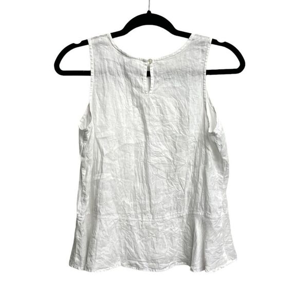 LORD & TAYLOR Linen Sleeveless Blouse Peplum White SP - Picture 3 of 4